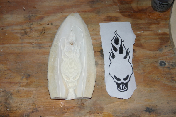 Carving the cuttlebone