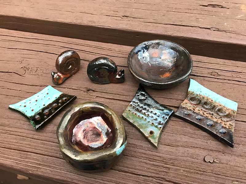 my first raku test pieces