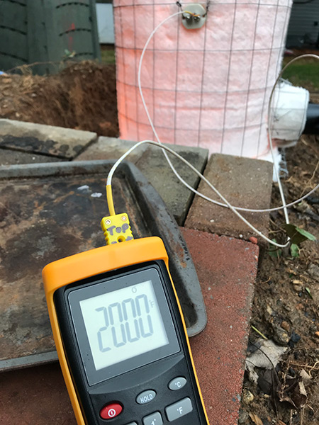 pyrometer showing 2000 degrees F